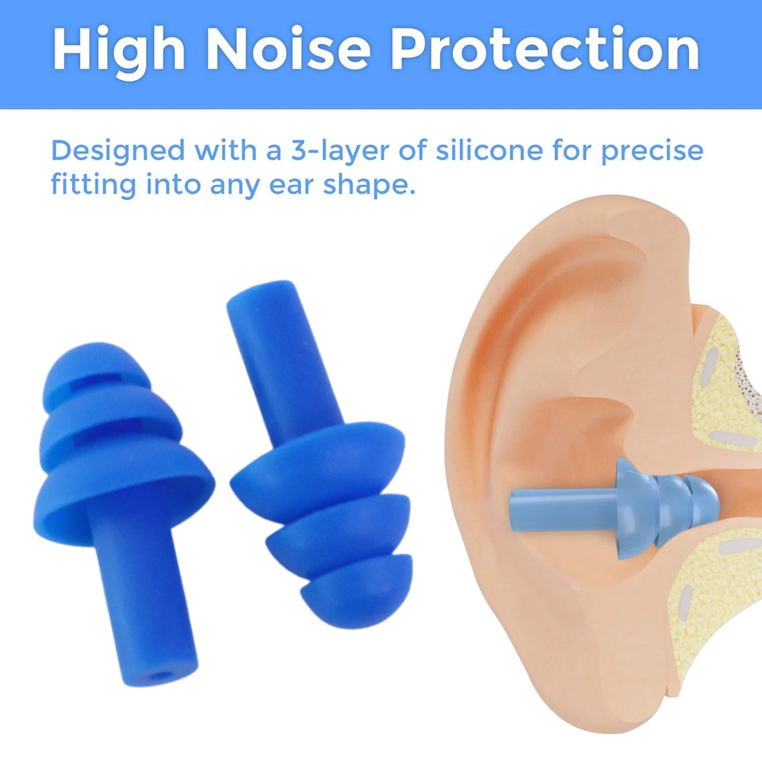 Men Swimming Ear Plugs Reusable Waterproof Silicone for Swimming (2 Pc)