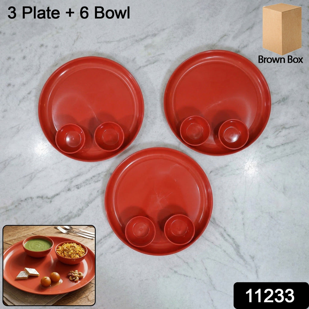 Kitchen serving set with plates and bowls for snacks and meals