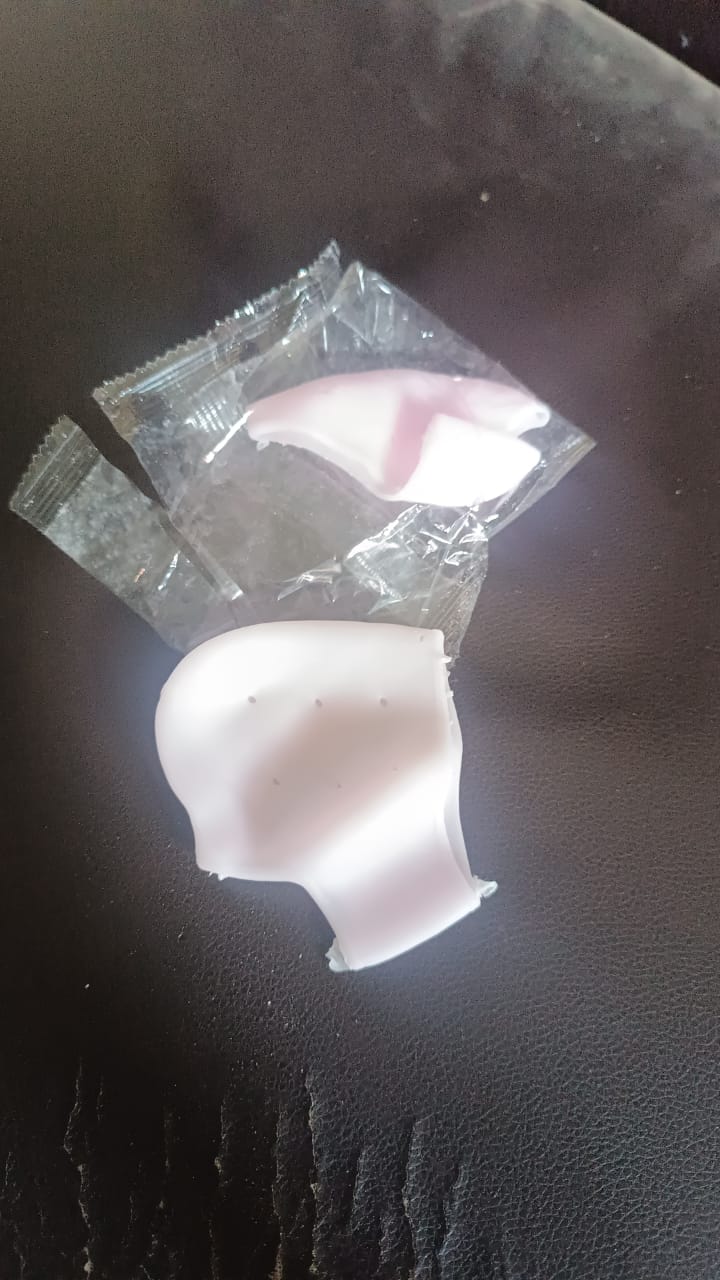 Side view of kid silicone heel protector, flexible fit