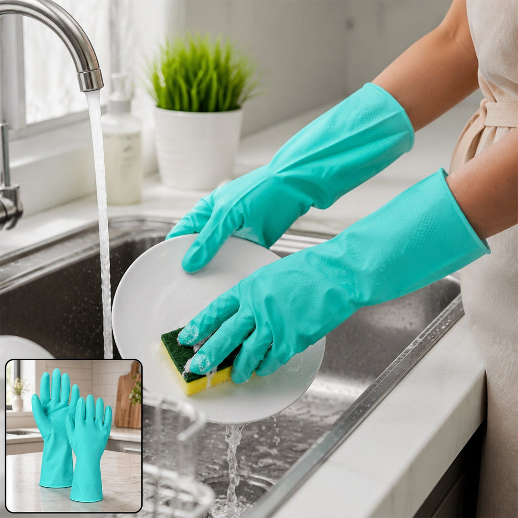 Large Victor Green Rubber Gloves – Reusable & Waterproof for Kitchen