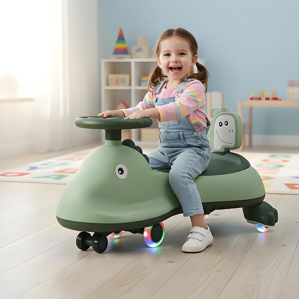 Ride on swing car for kids with musical sounds and wheel control