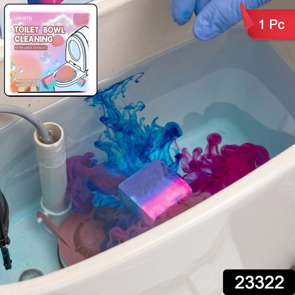 Toilet tank cleaner block with dual colour action for fresh flushes.