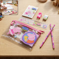 Kids school stationery kit with pencils, eraser, sharpener, ruler and pouch (1 set)