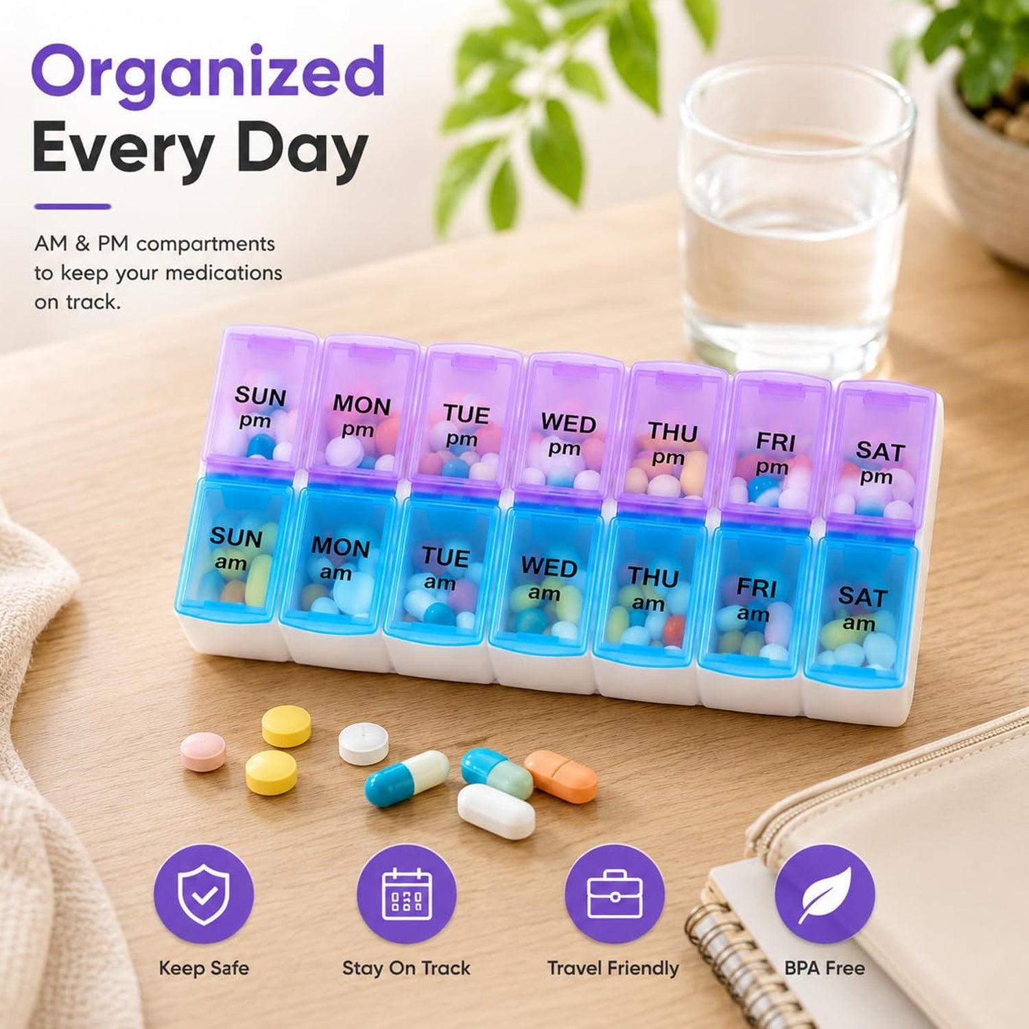 Weekly medicine organizer view