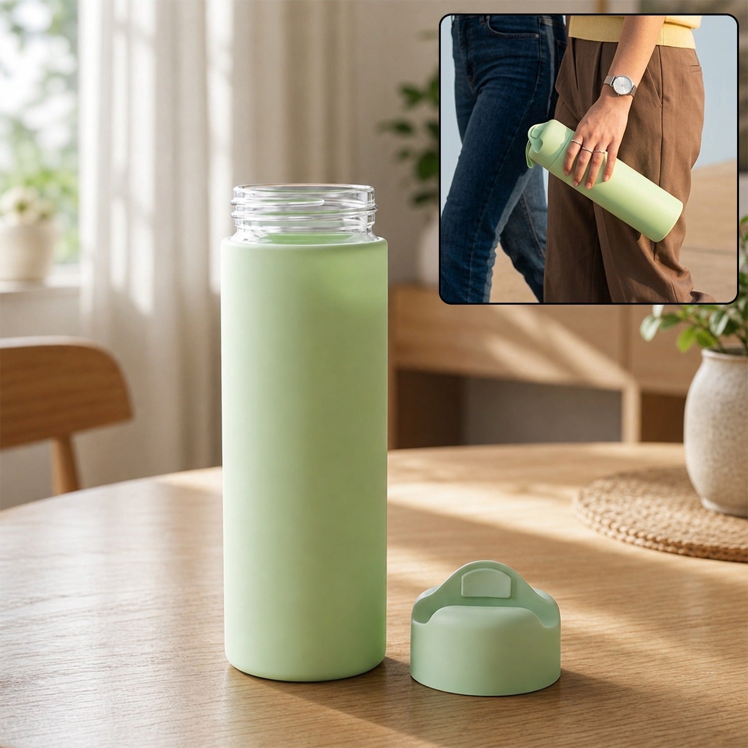 400ml glass travel water bottle