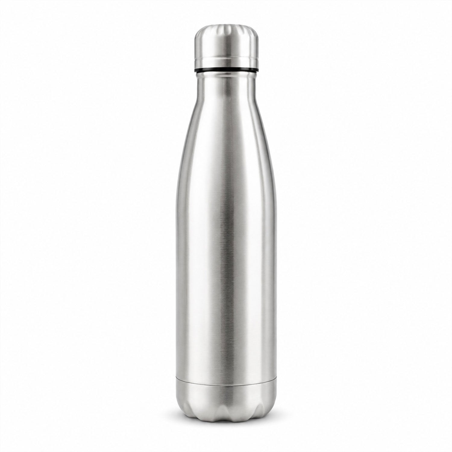 Single stainless steel water bottle displayed against a clean white background.