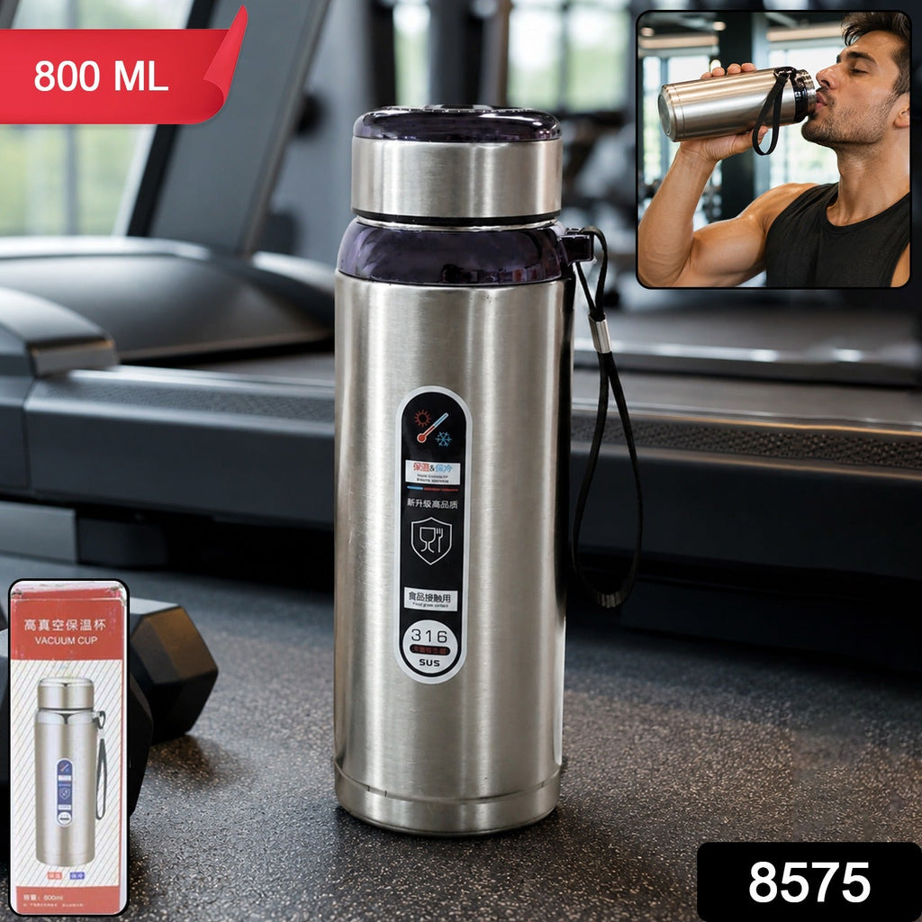 Gym Water Bottle 800ml Stainless Steel Insulated Leakproof Vacuum Flask (1 Pc)