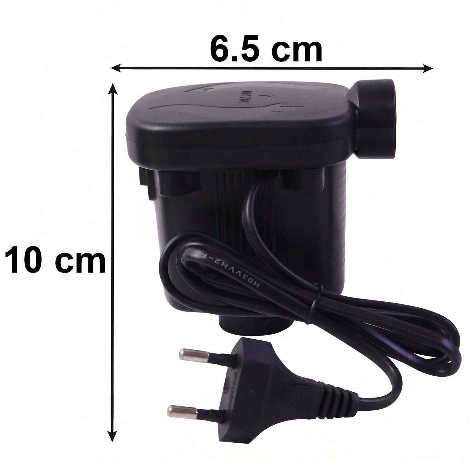 Informative size guide for the portable electric air pump inflator.