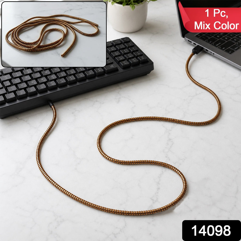 Assortment of spiral cable protector sleeves in various vibrant colours.