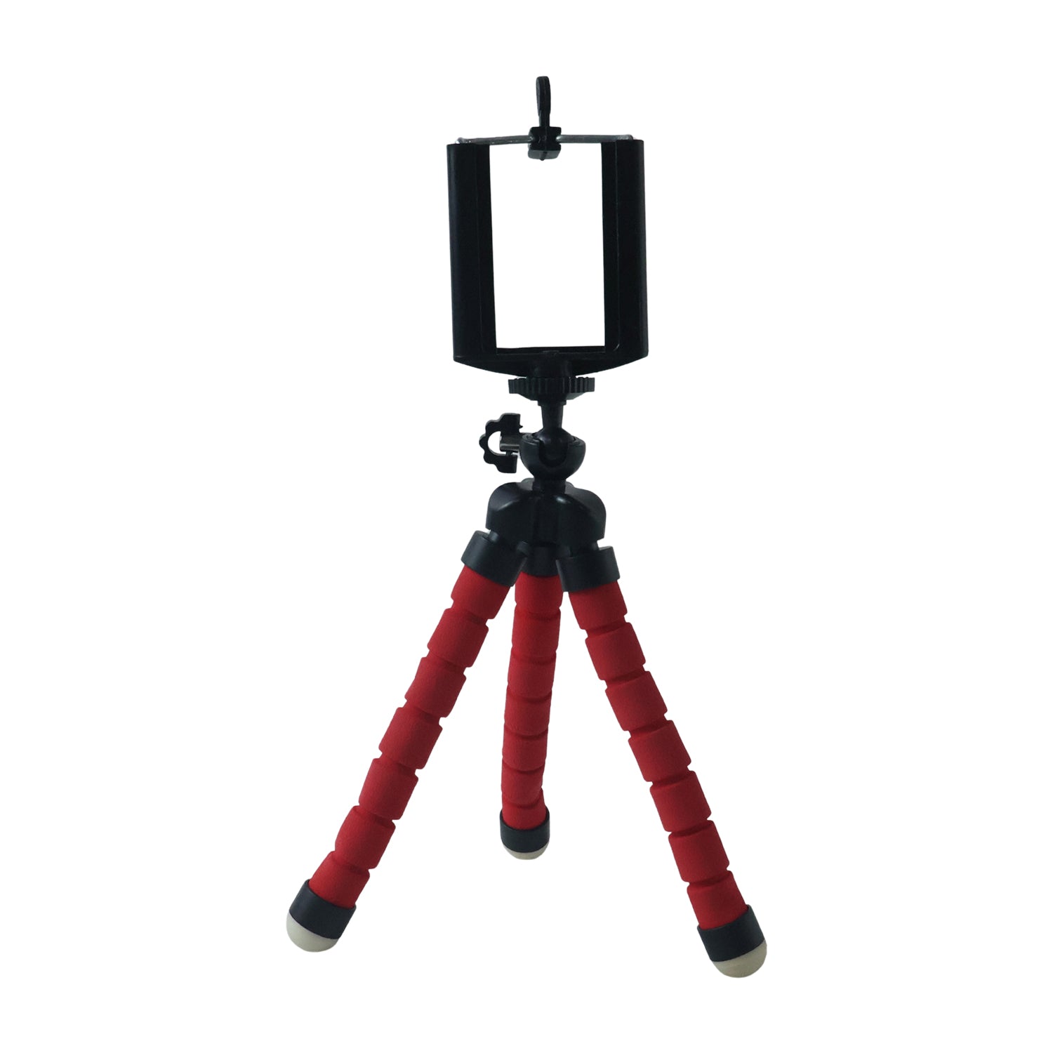 White mini tripod stand on a plain background for mobile use