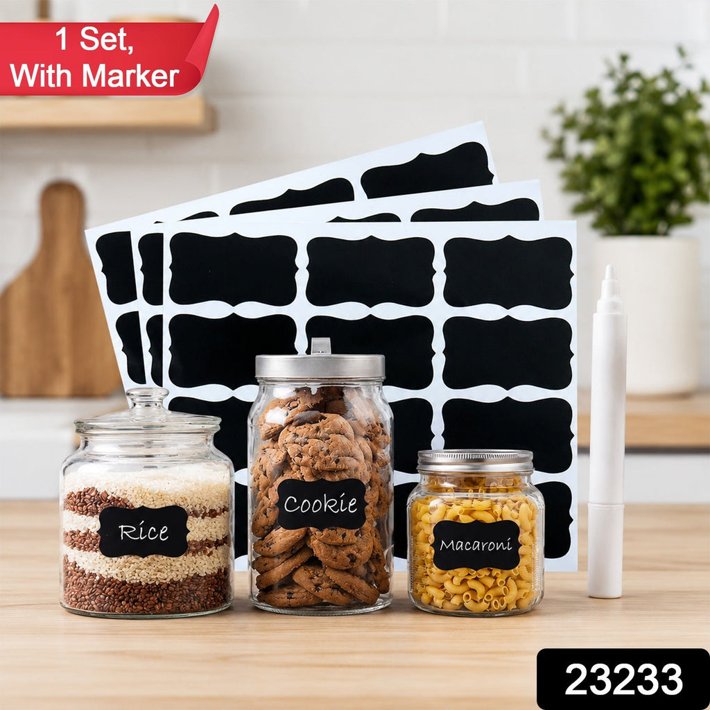 Reusable fancy chalkboard labels with pen for jars and bottles