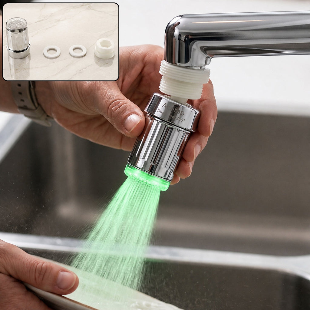 LED light dual flow faucet tap adapter with splash filter