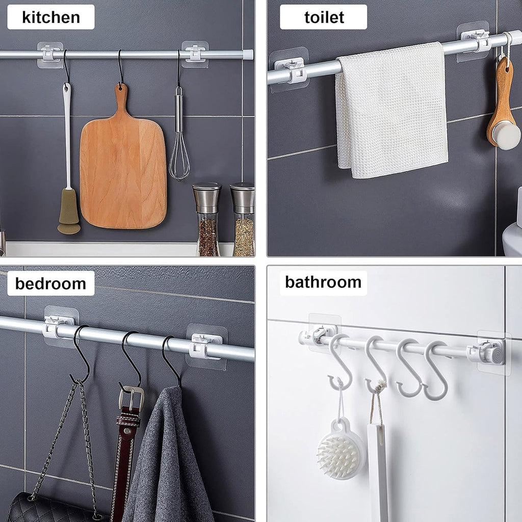Strong adhesive towel rod holder installed on smooth wall