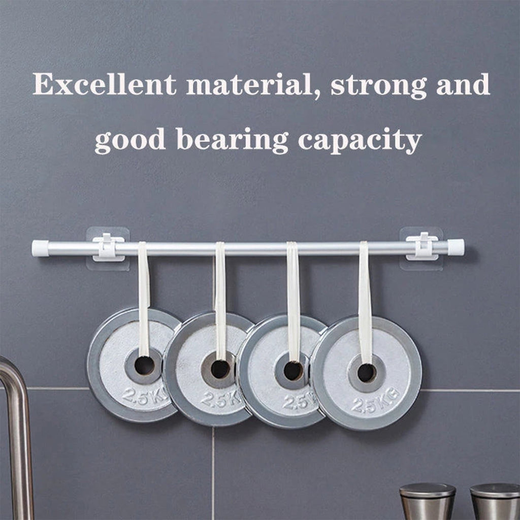 Multipurpose adhesive towel rod holder with utility hooks for bathroom