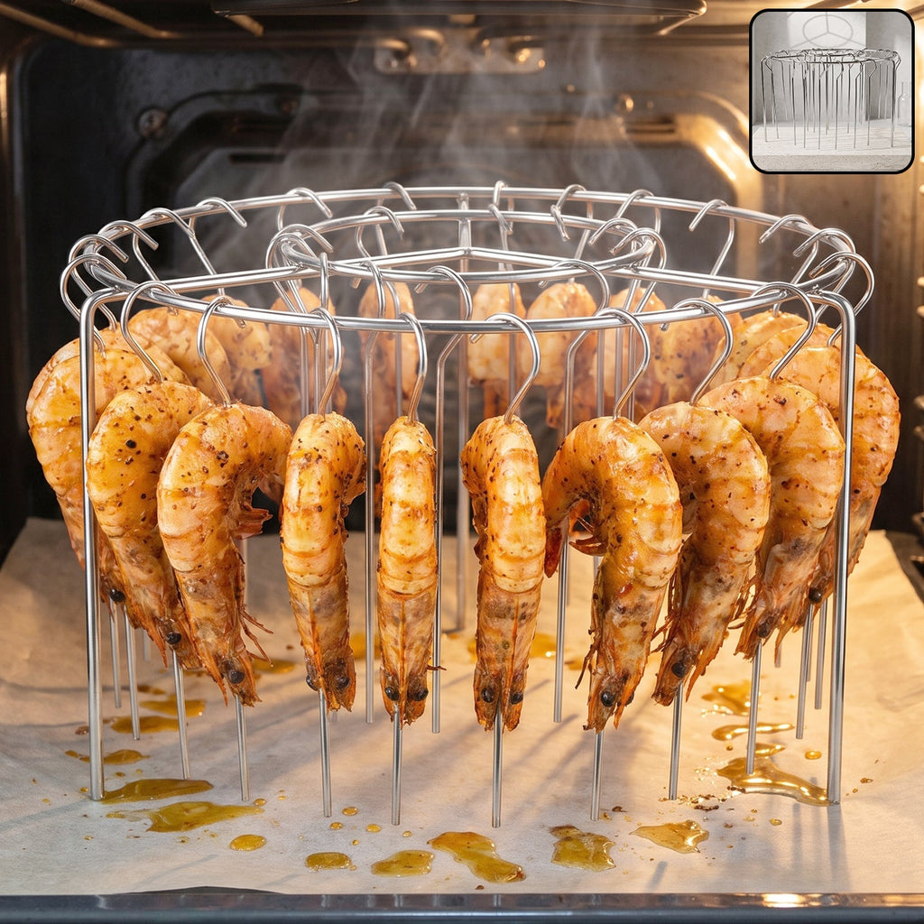 Air fryer skewer stand, stainless steel BBQ kebab rack holder (1 set)