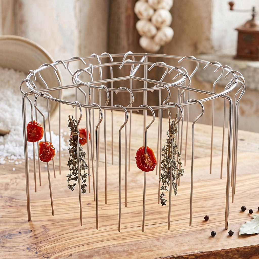 Space saving air fryer accessory for skewered dishes