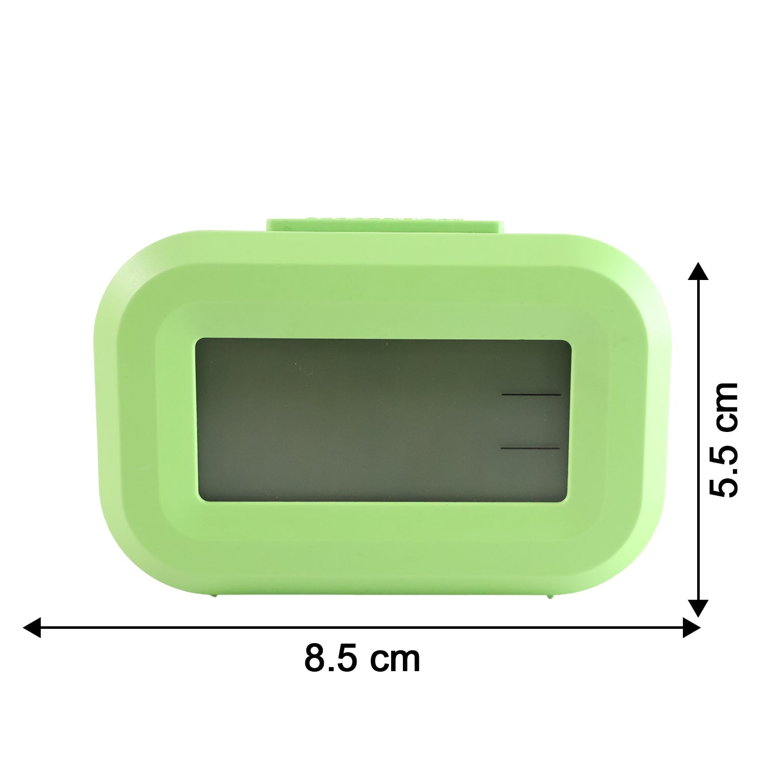 Alarm clock size guide image showing dimensions