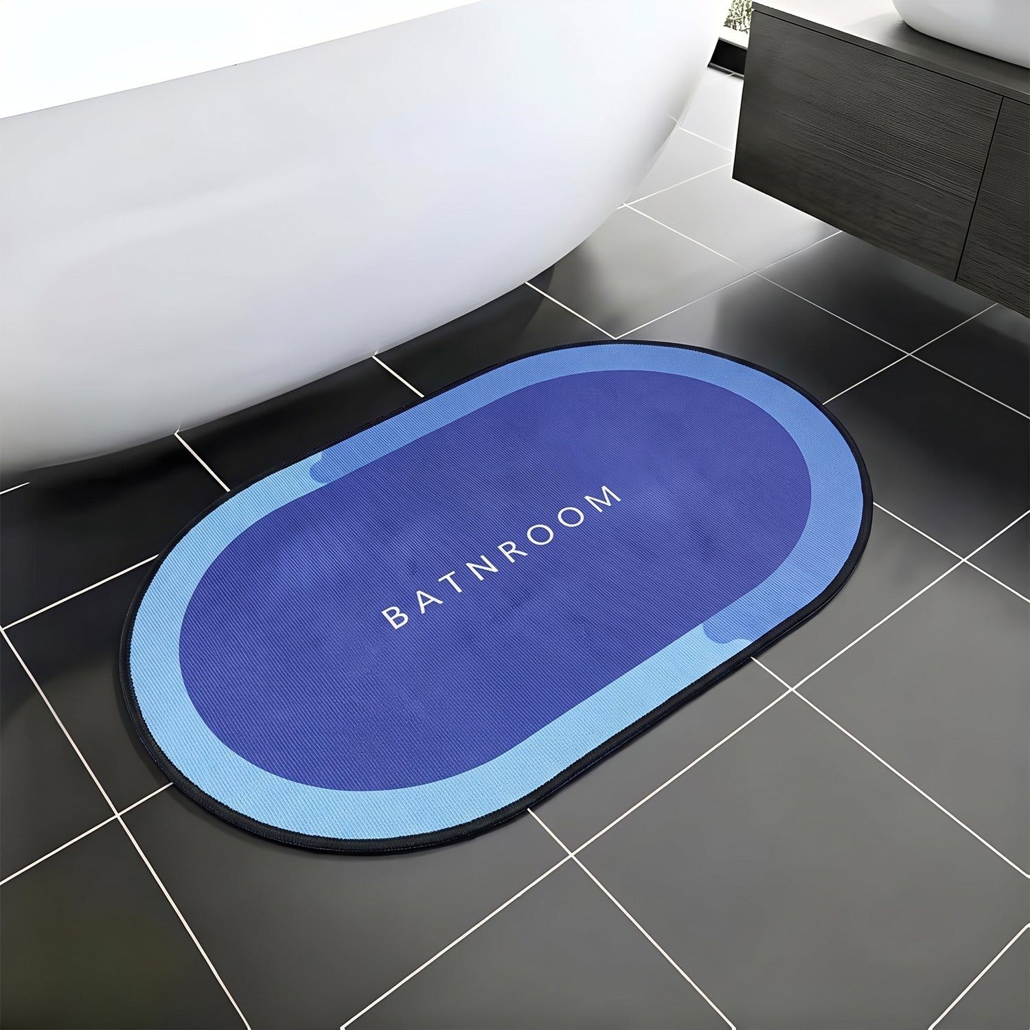 Non slip bathroom rug for showers, tubs and washbasins