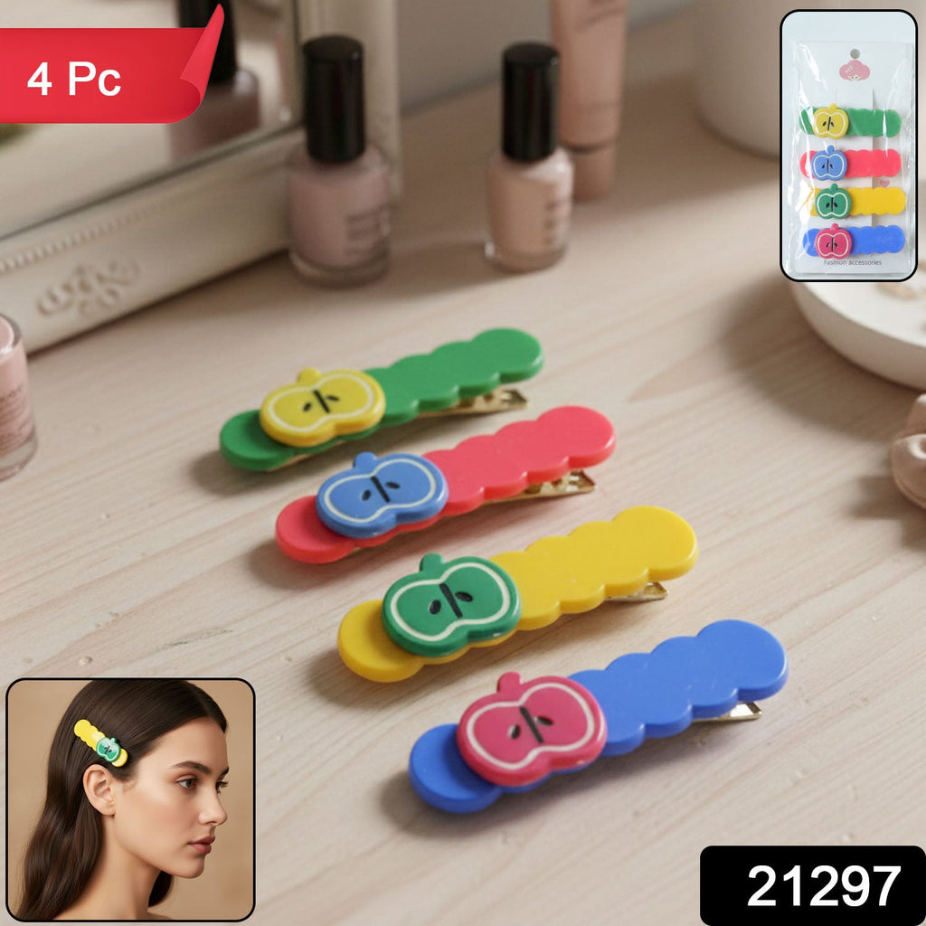 Set of 4 colorful apple-shaped hair clips for girls and kids hair accessories