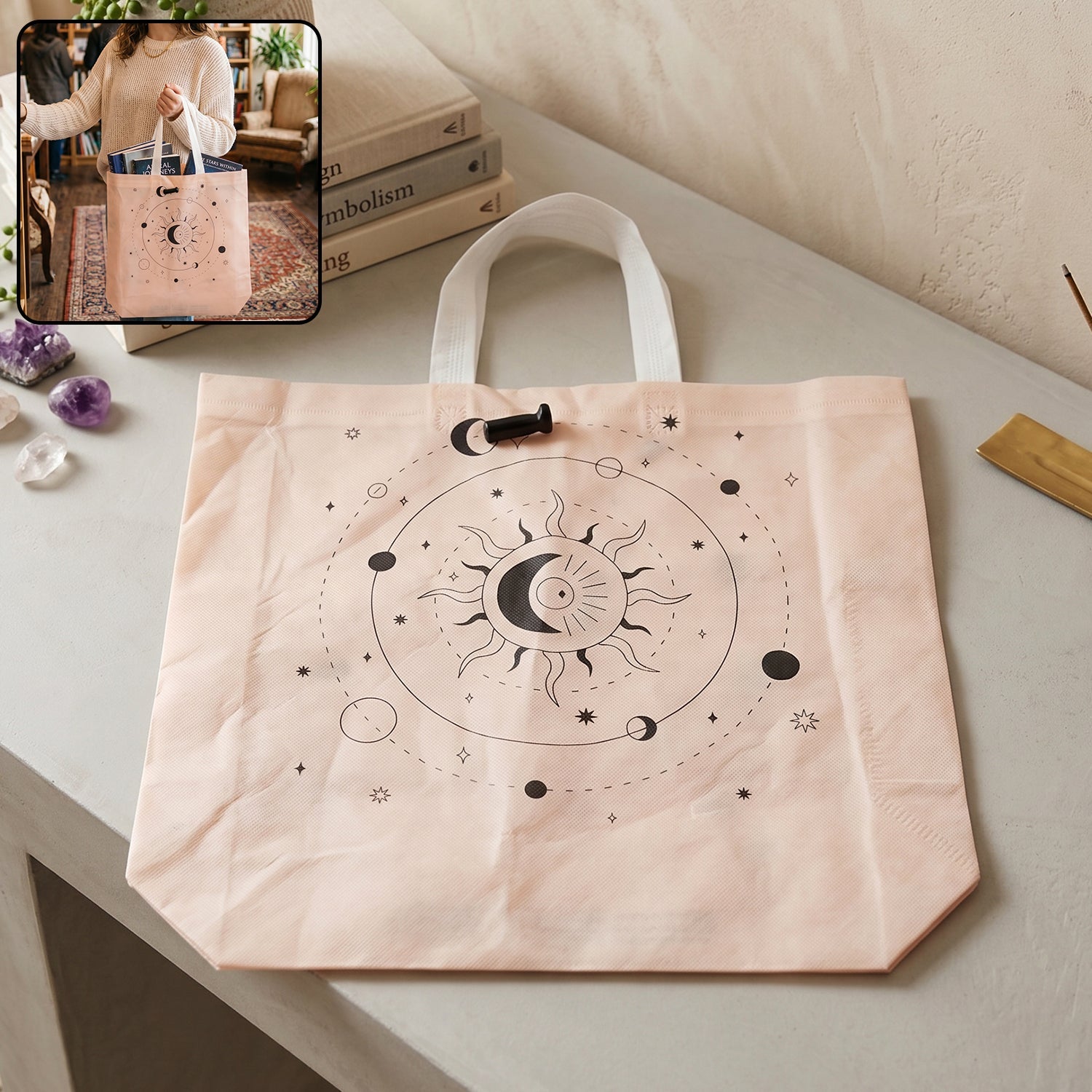 Front view of multipurpose carry hand bag with lock system