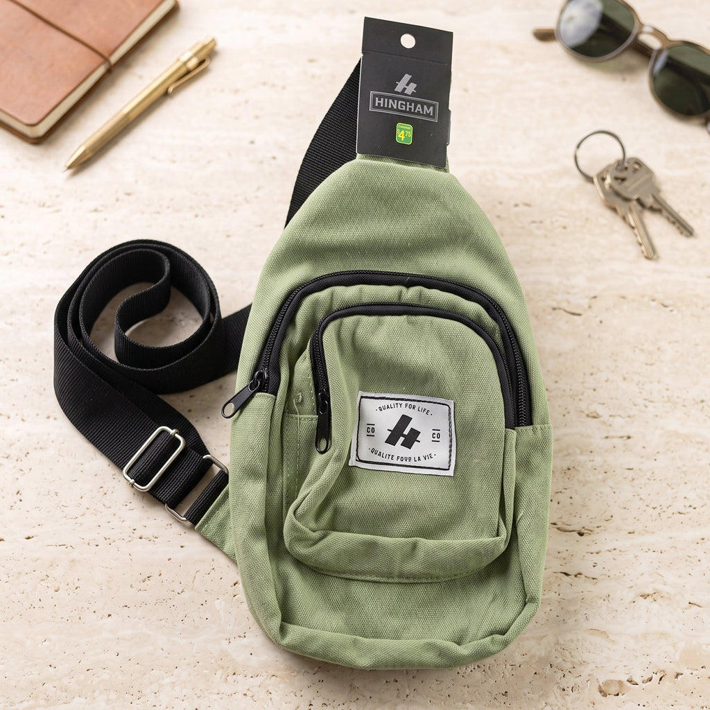 Durable canvas crossbody bag with zip pockets for everyday use