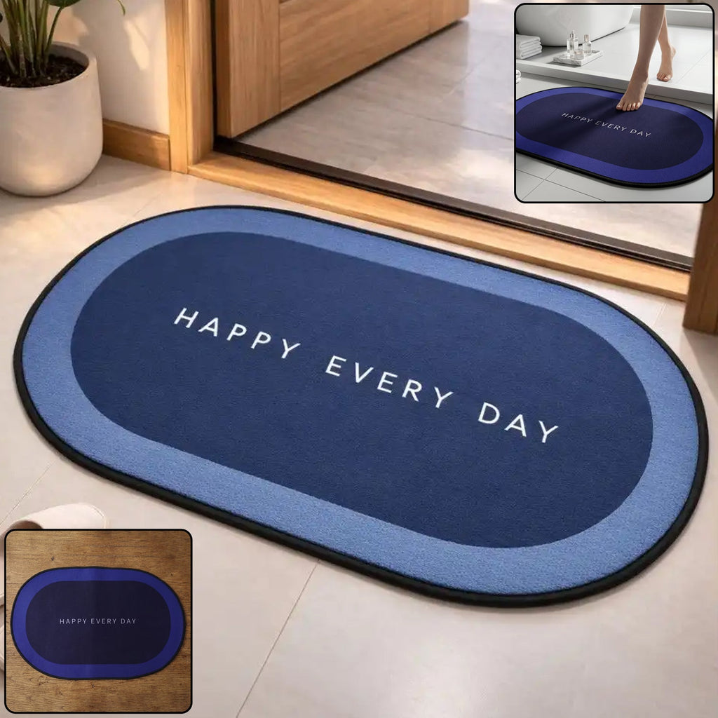 Super absorbent bathroom floor mat oval