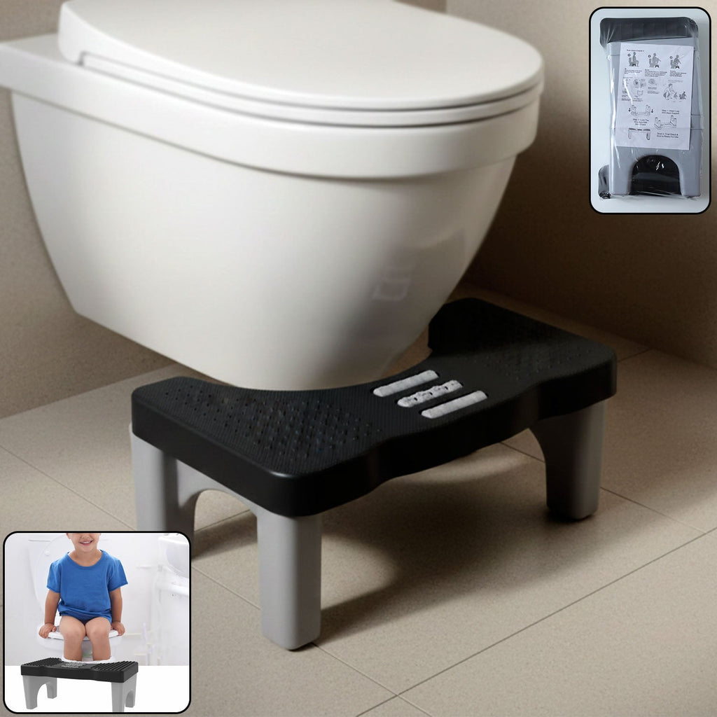 Ergonomic portable toilet potty stool with anti-slip footrest