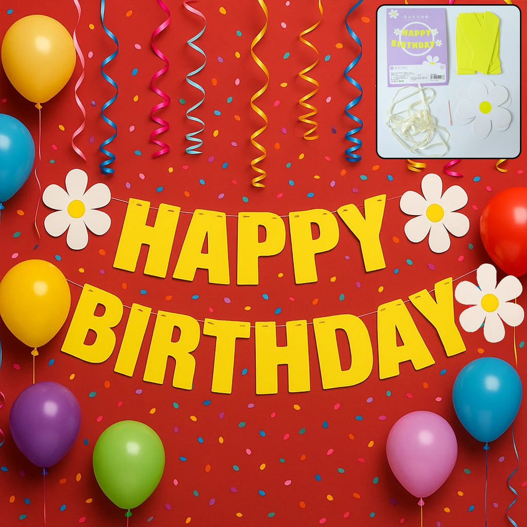 Festive happy birthday decoration set ready for party celebration