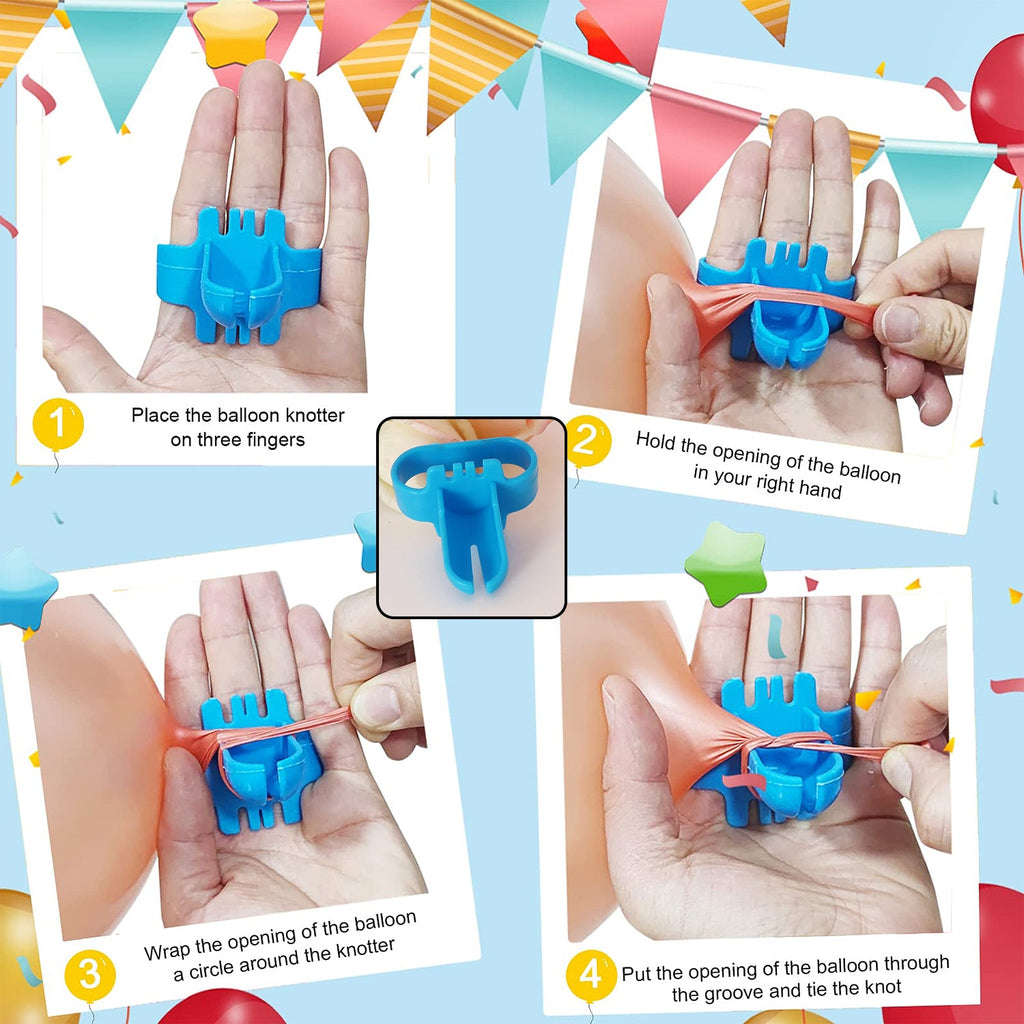 Happy birthday party supply kit with balloons, banner, and tools