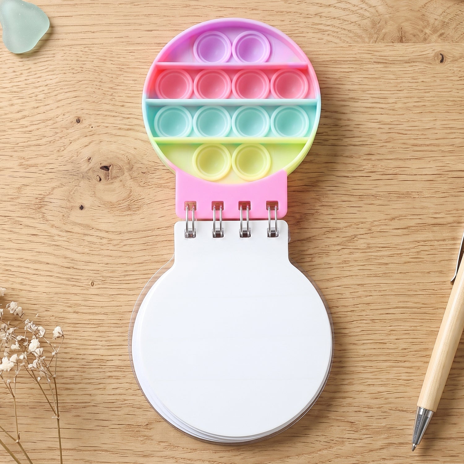 Kids pop it notebook with sensory bubbles for school