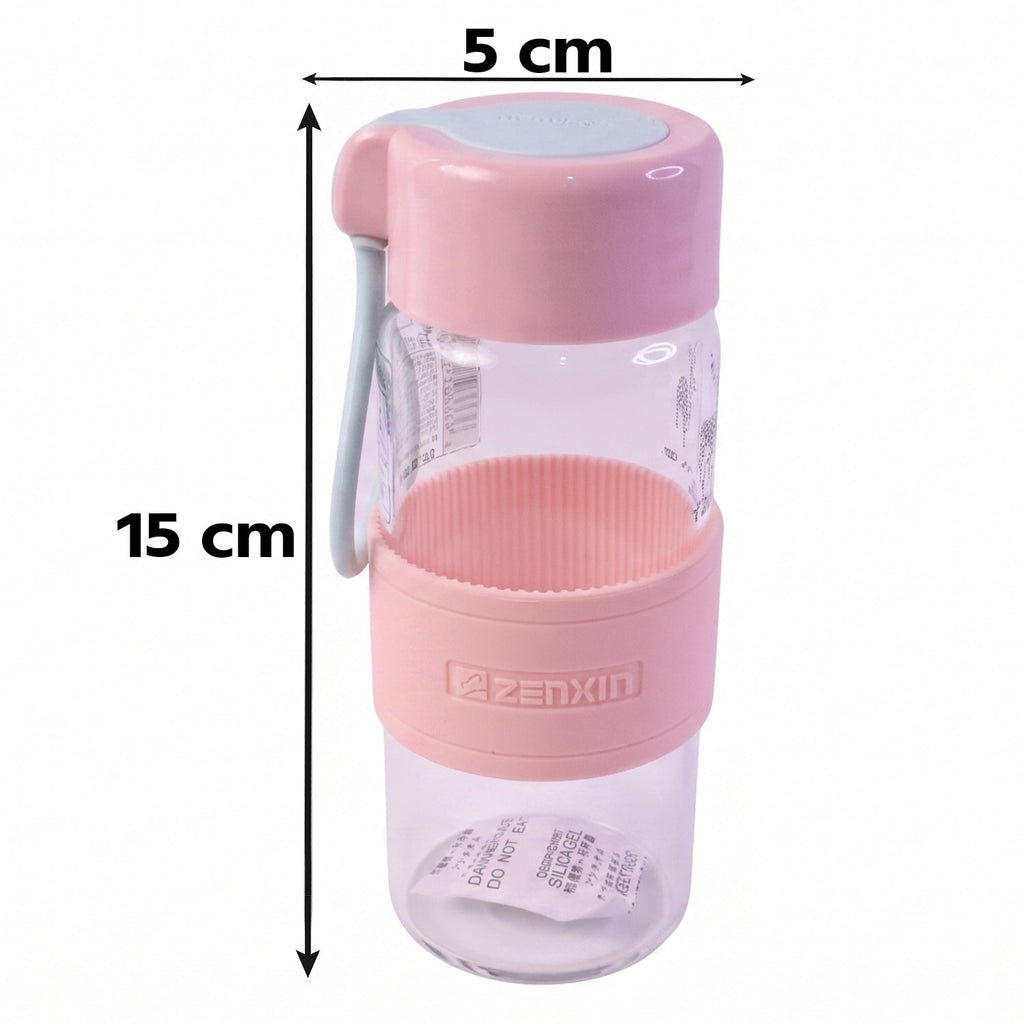 Eco friendly glass water bottle with silicone sleeve, 230ml