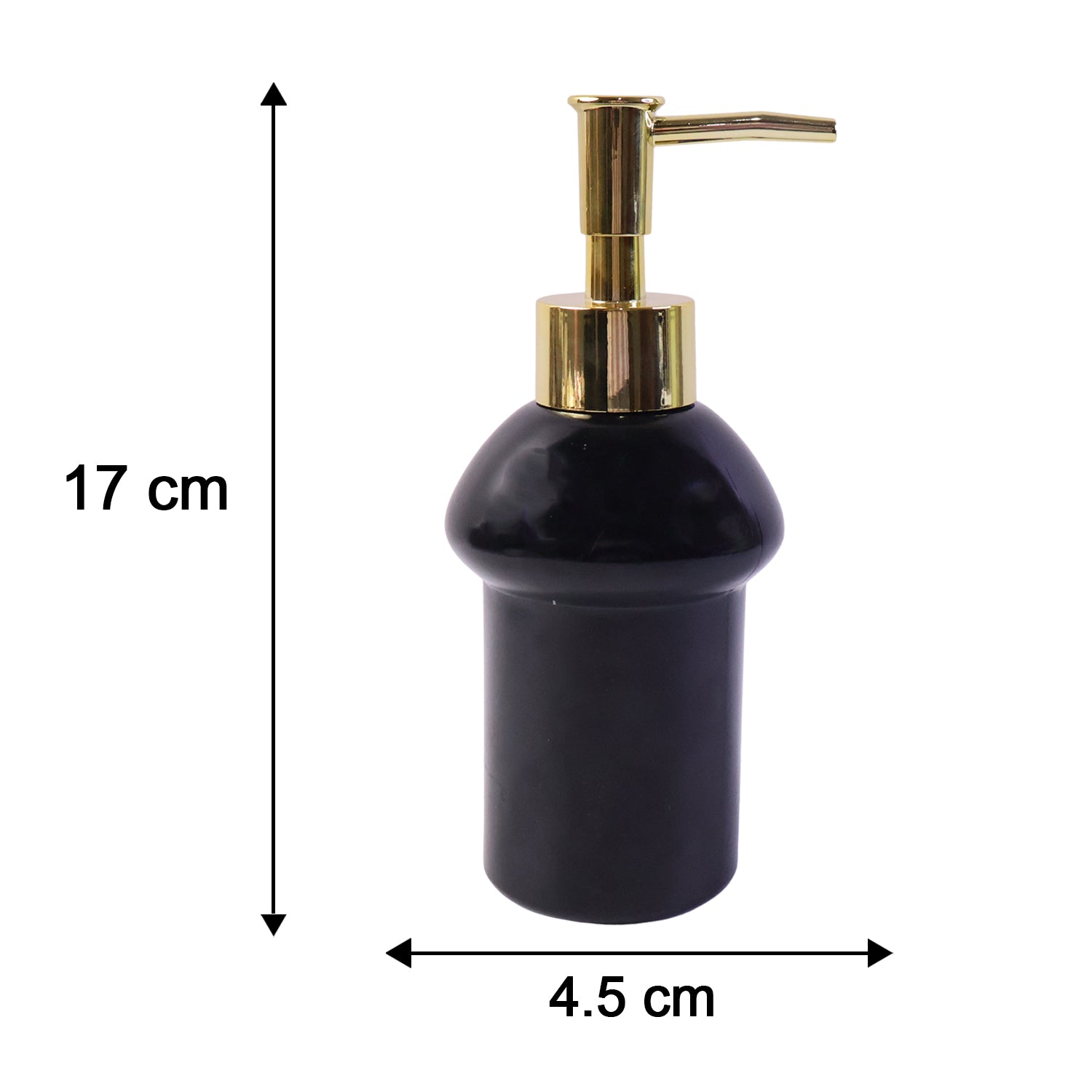 Stylish black glass dispenser for soap, shampoo and lotion