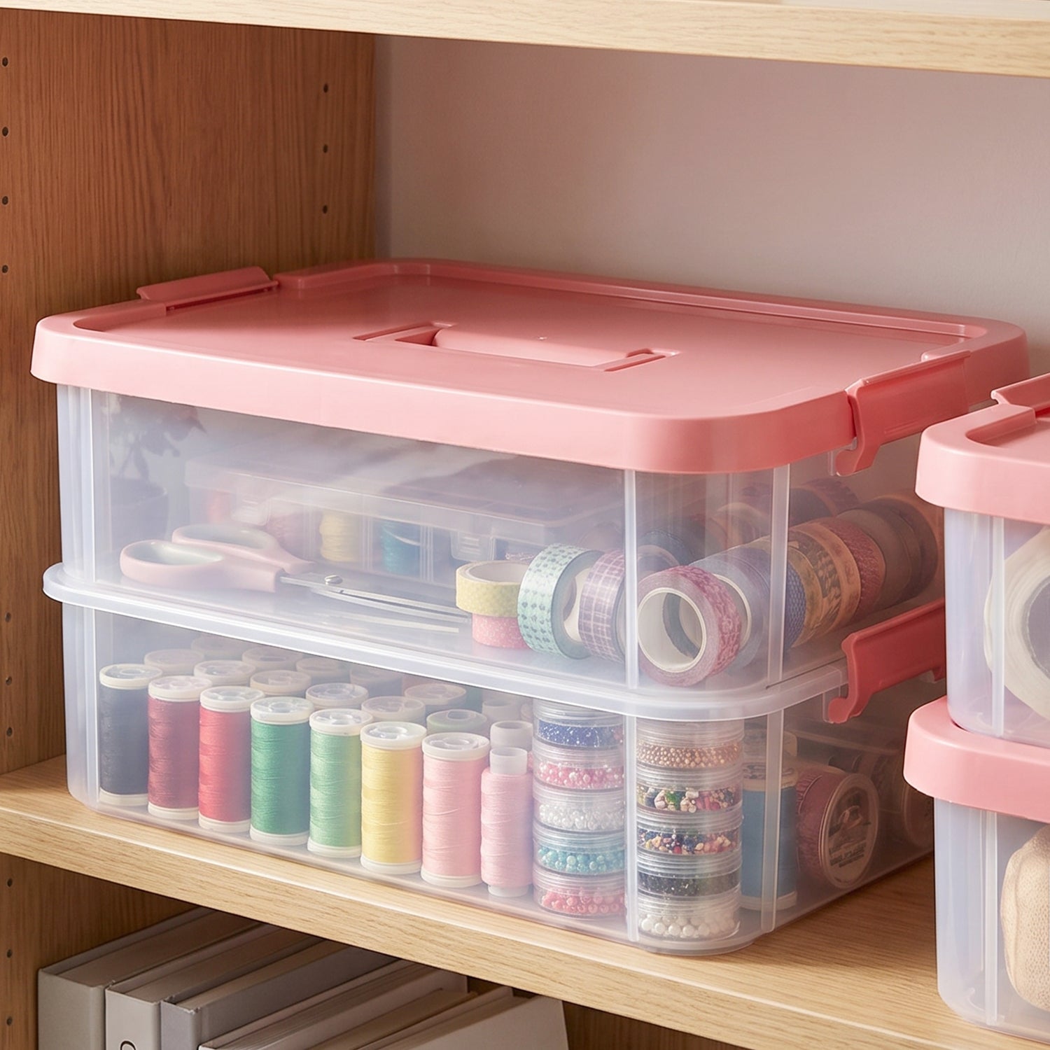 Clear 2 tier storage box for tidy home and office storage