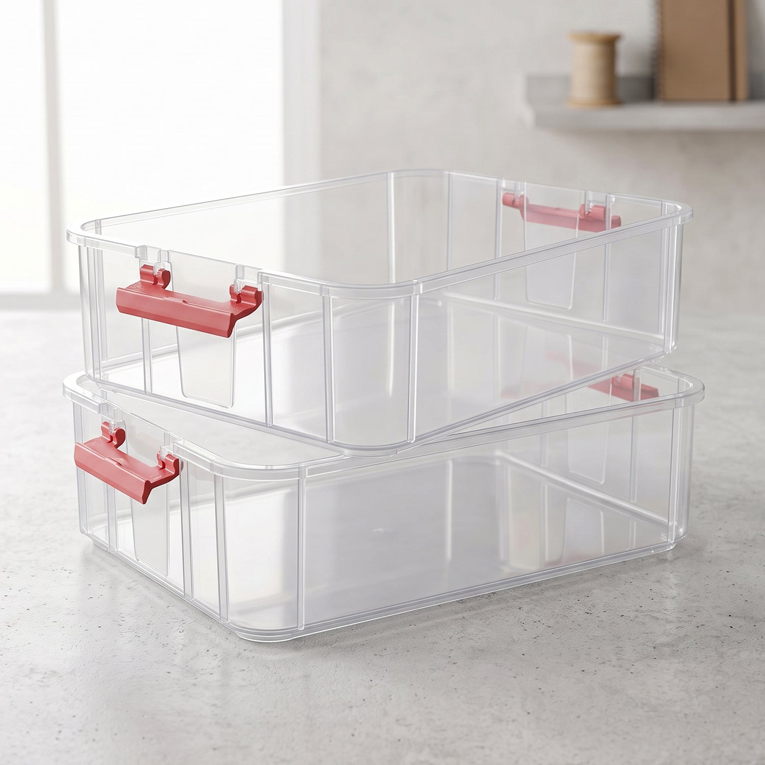 Stackable 2 layer transparent box for clothes, toys and books
