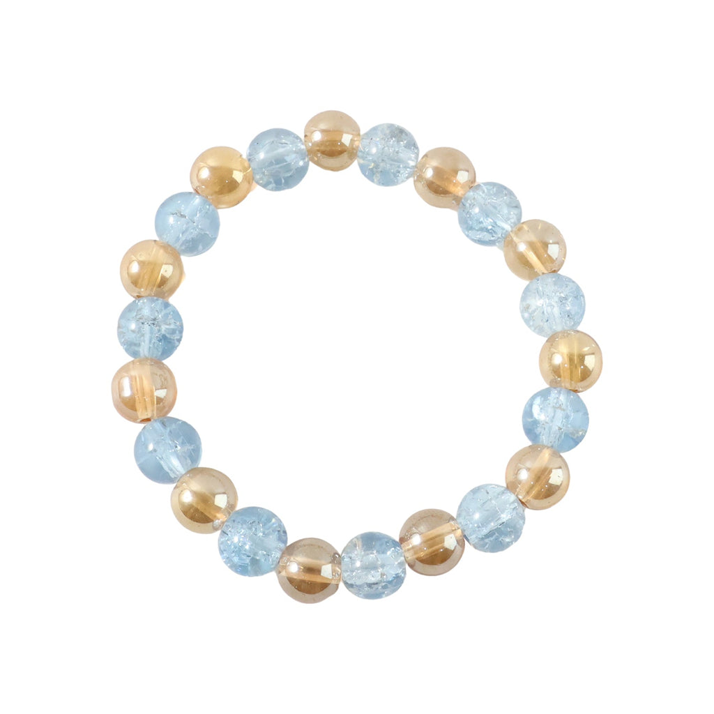 Display of crystal beaded dual-tone stretch bracelet