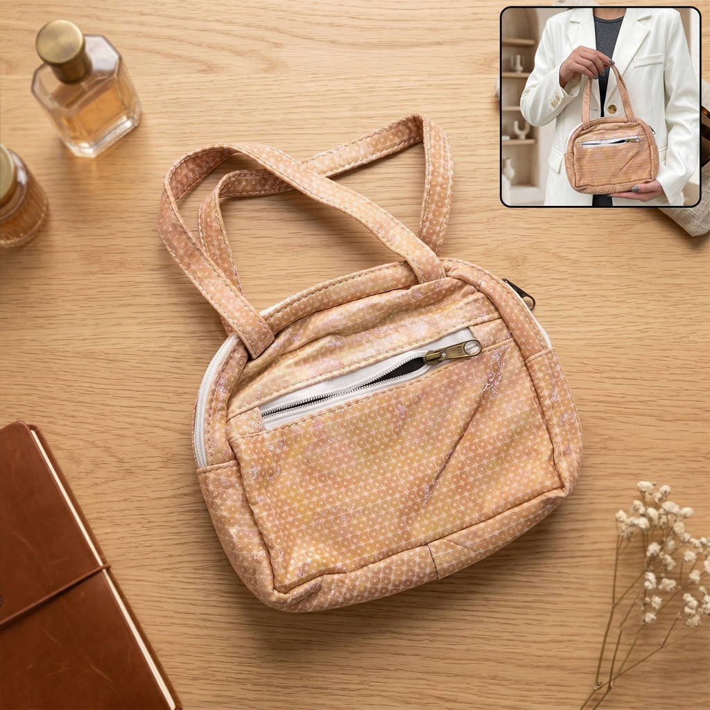 Leather mini zipper purse girls brown