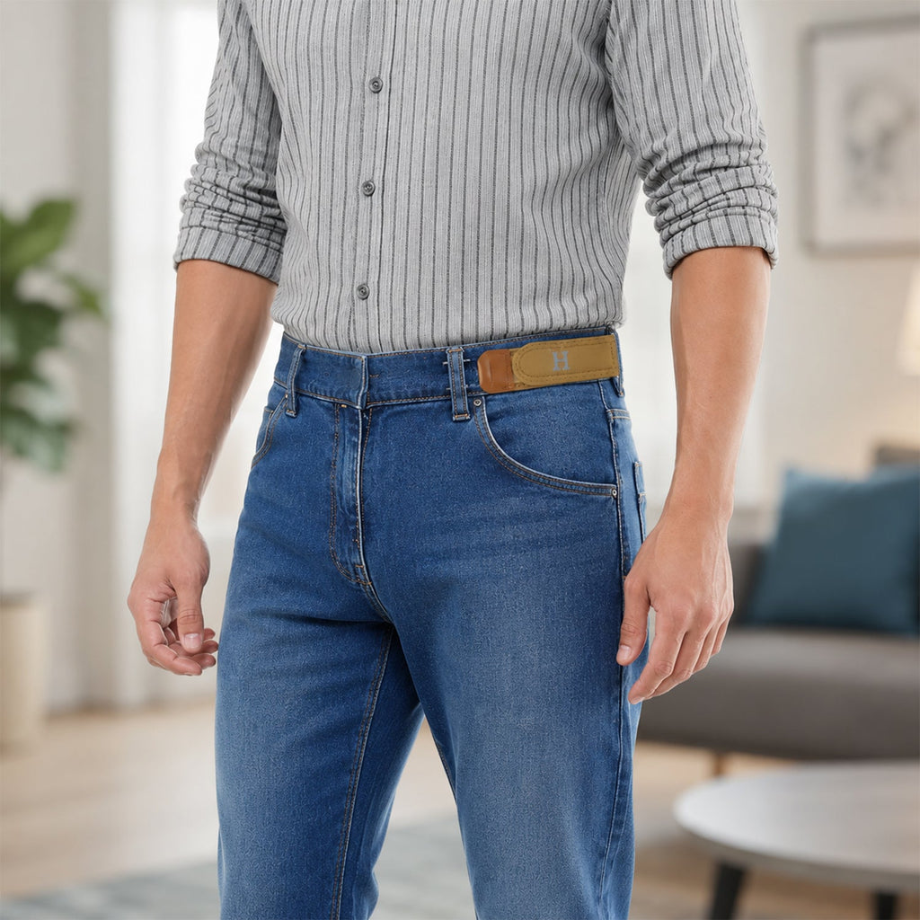Buckle free belt jeans use