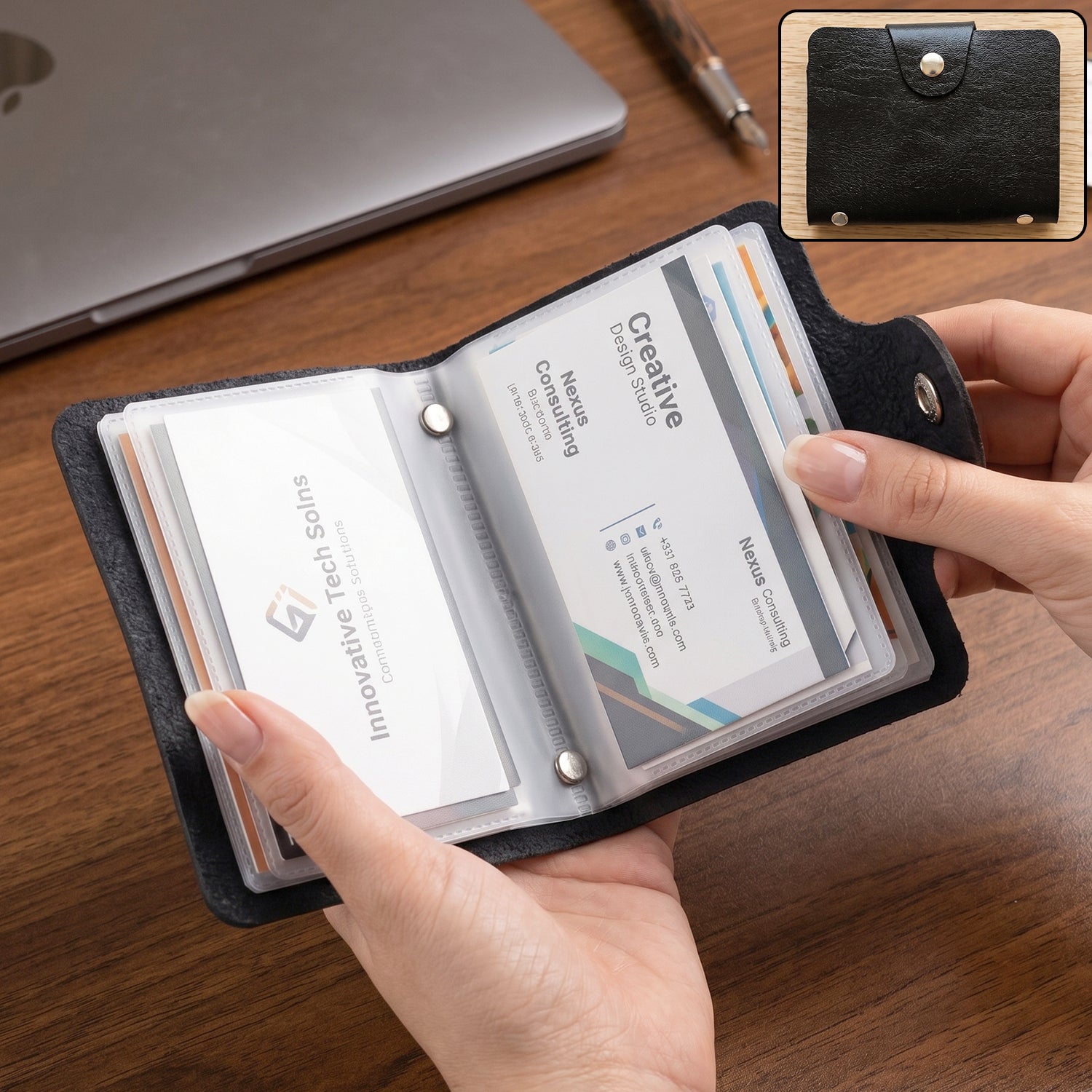 Slim PU leather pocket card holder wallet