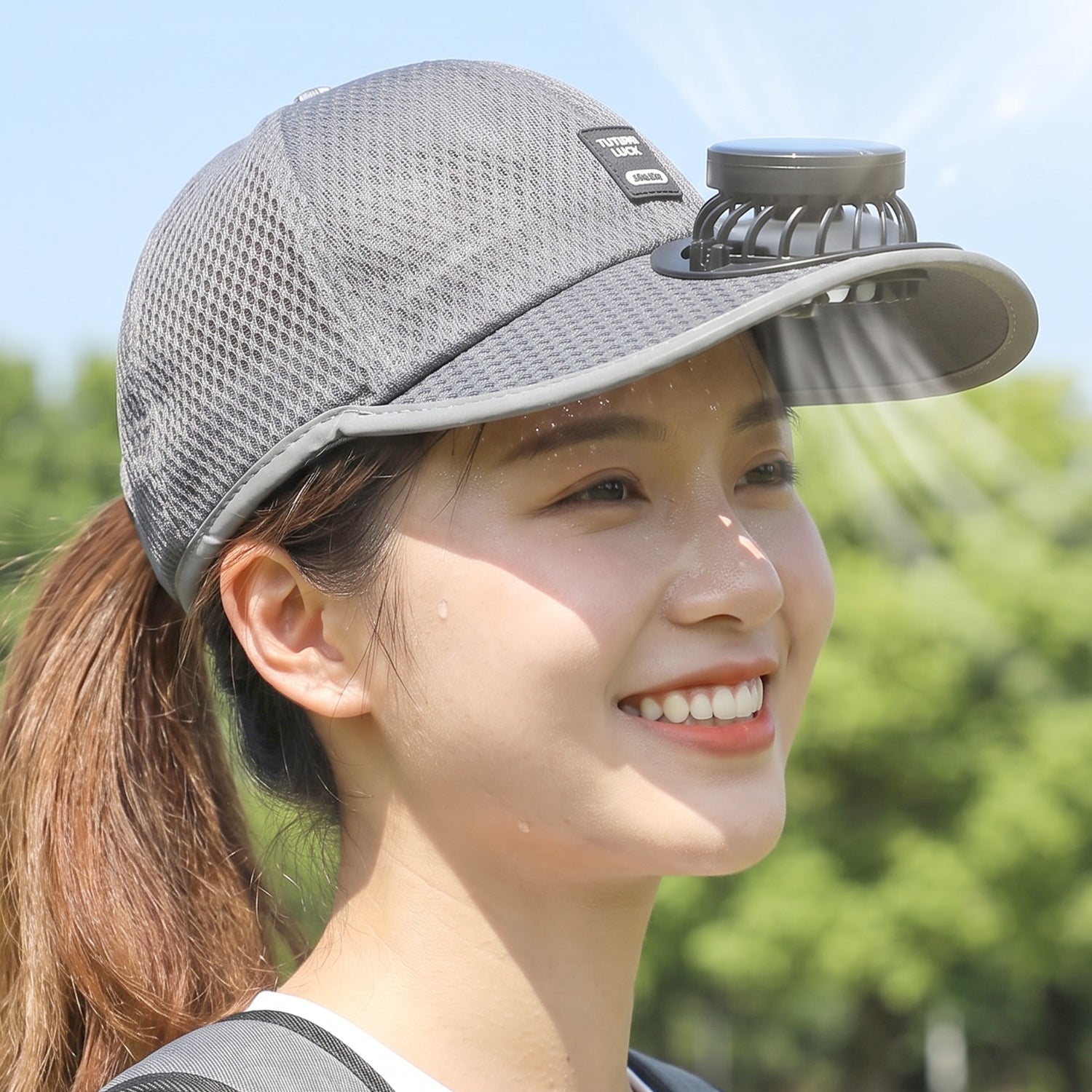 Solar cooling fan cap for gardening, sports and outdoor work