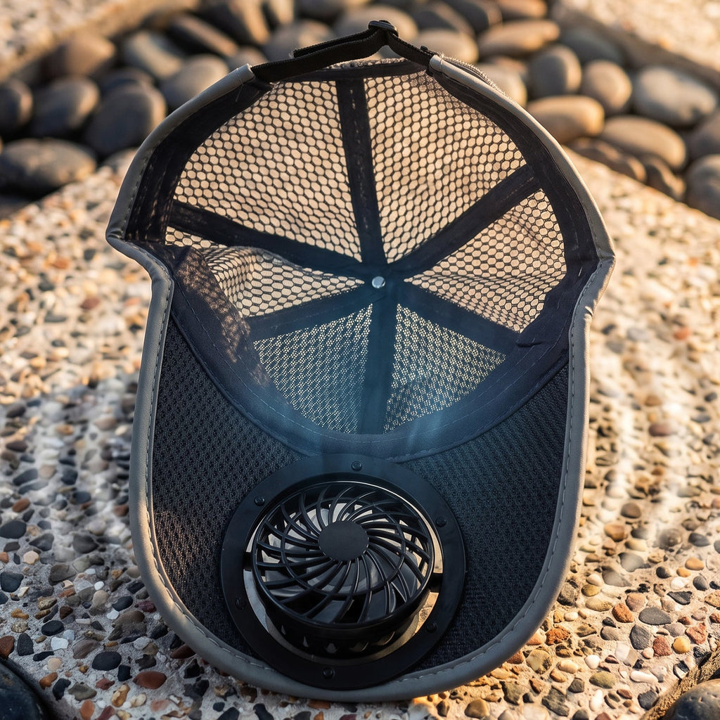 Adjustable cap with solar powered fan for outdoor activities