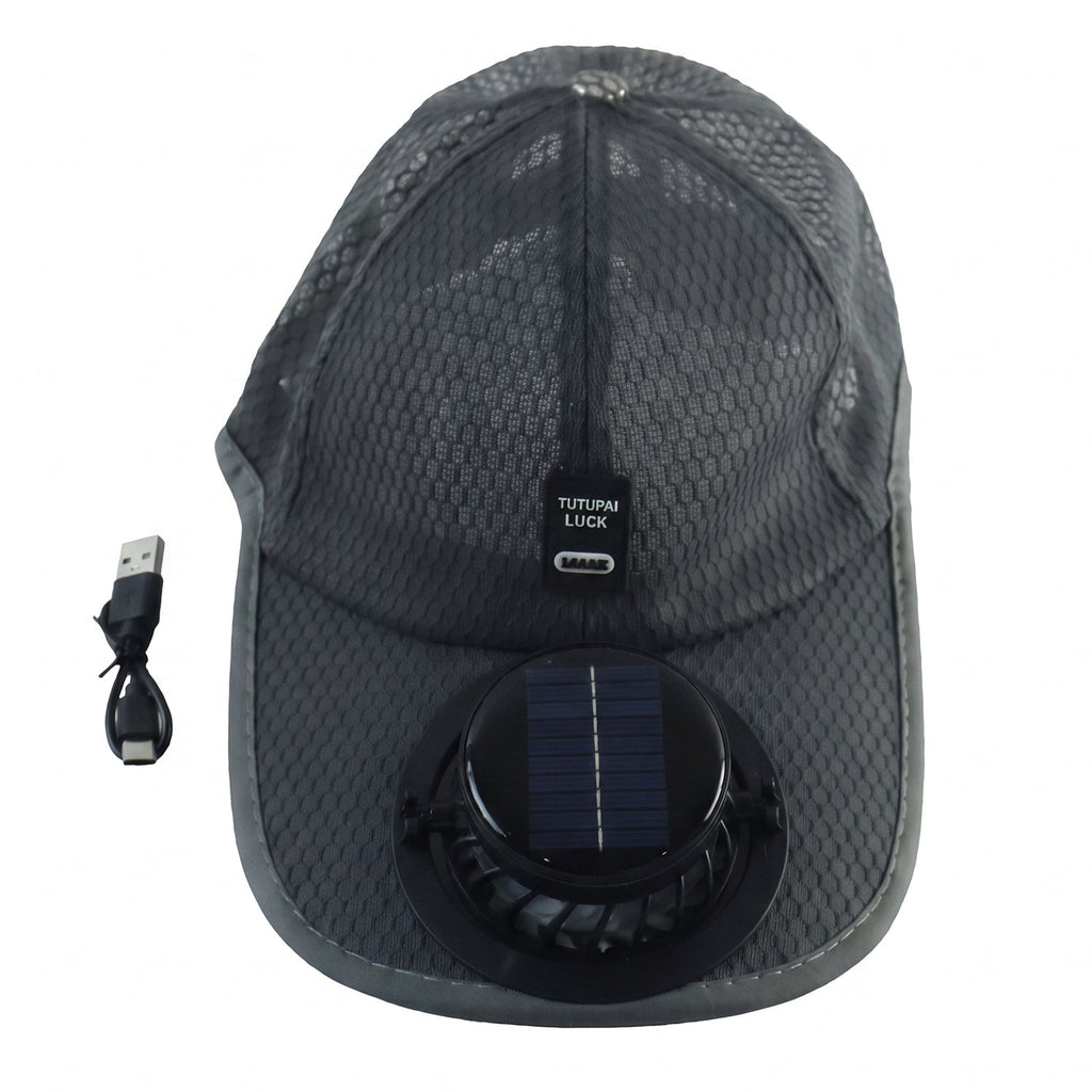 Solar fan baseball cap to stay cool in summer heat