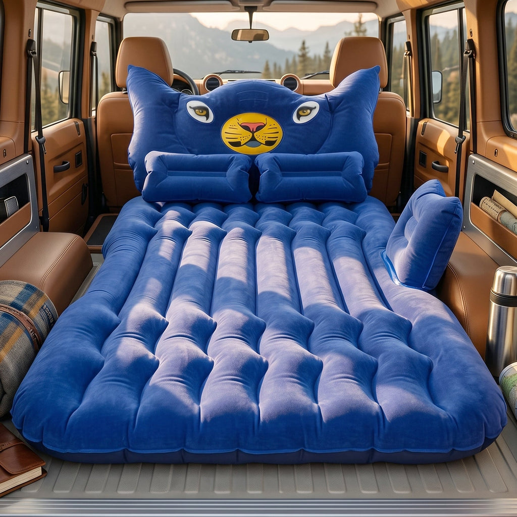Setup of car inflatable mattress for travel comfort