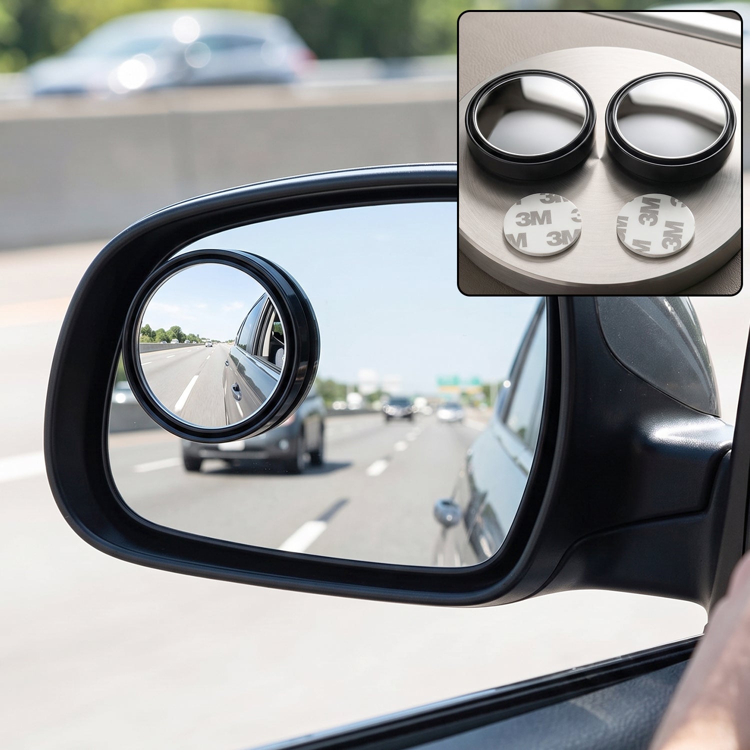 Round Blind Spot Mirror Wide Angle Rear View for Car 360 Degree (2 Pc Set)