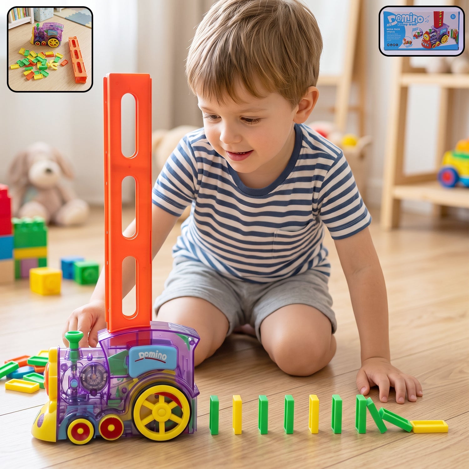 Automatic Domino Laying Train Engine Toy with Light and Music for Kids (1 Pc) product image