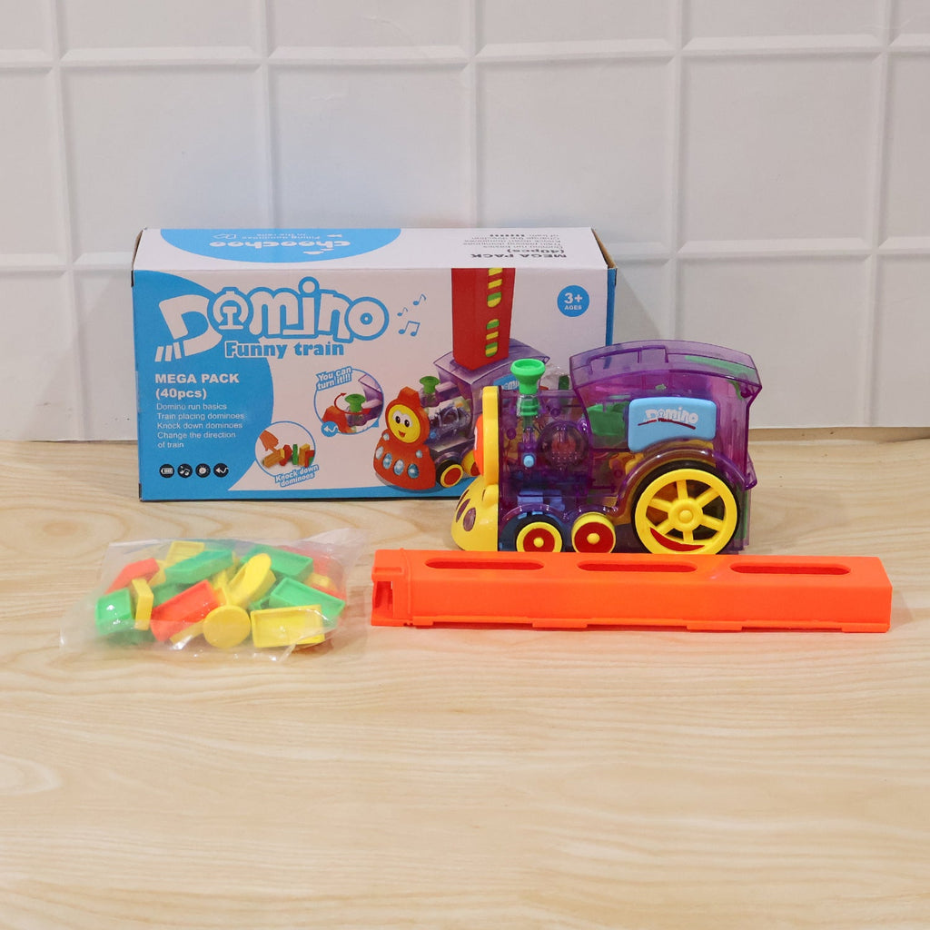 Automatic Domino Laying Train Engine Toy with Light and Music for Kids (1 Pc) view 9