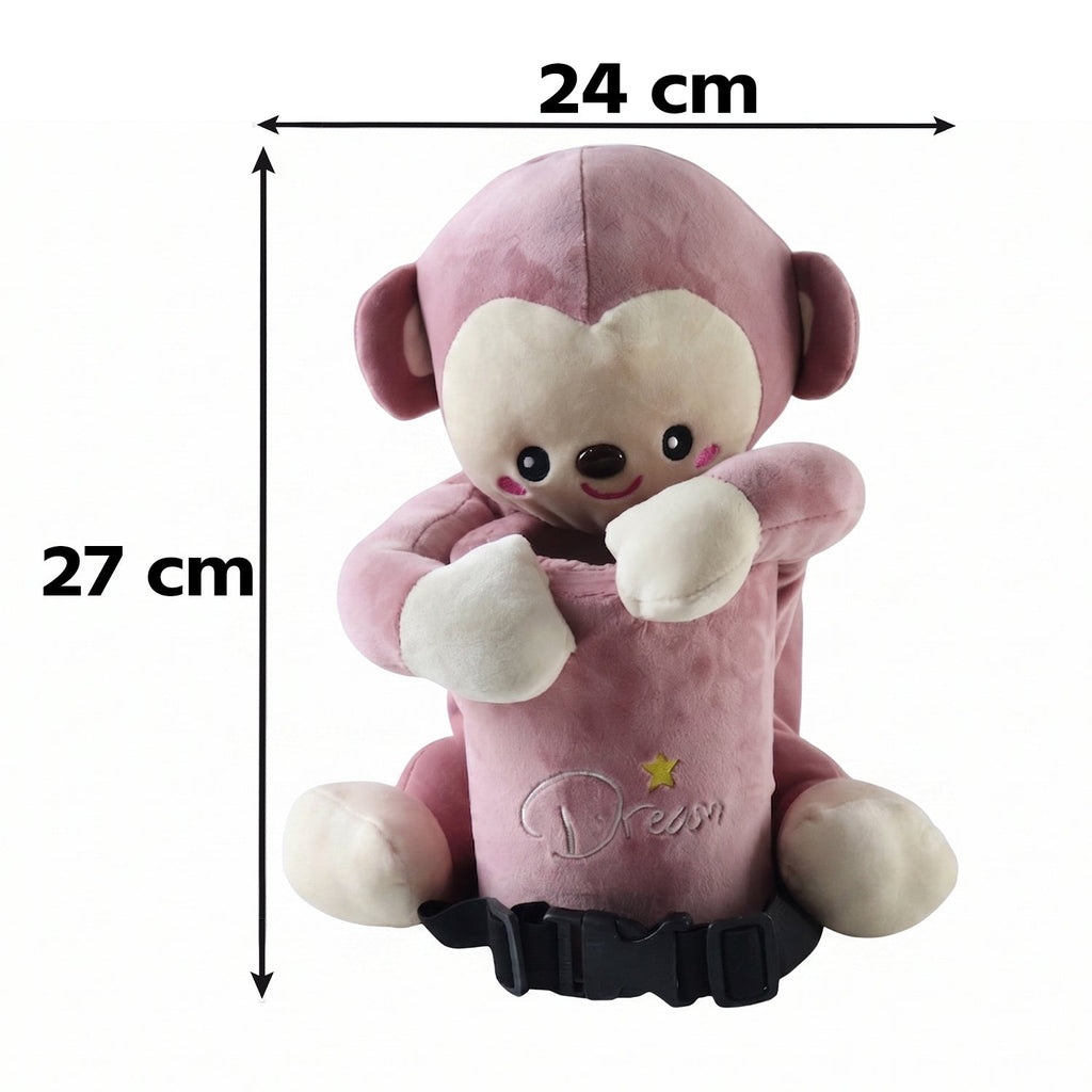 Plush monkey car organizer for rubbish and tissues