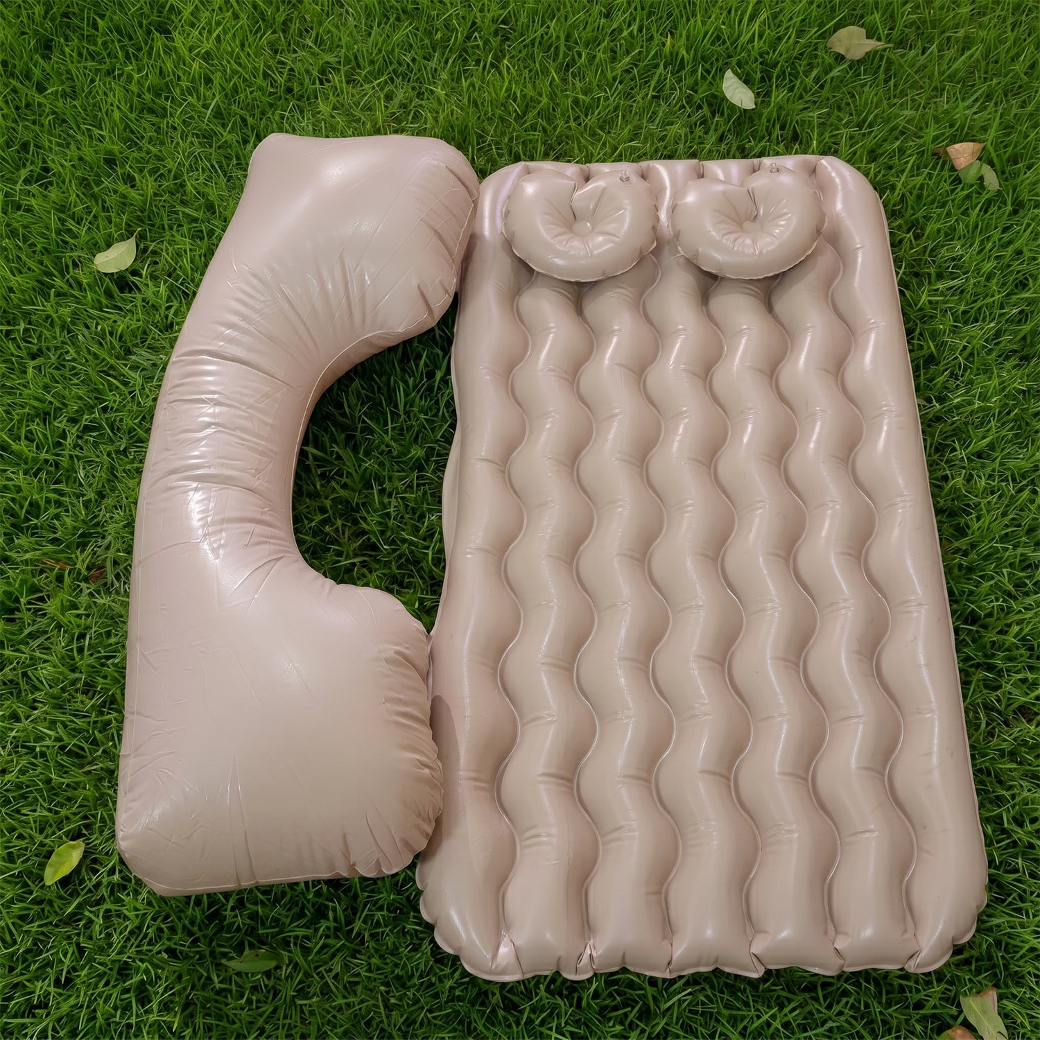 Car air mattress providing comfortable rest during travel journeys.