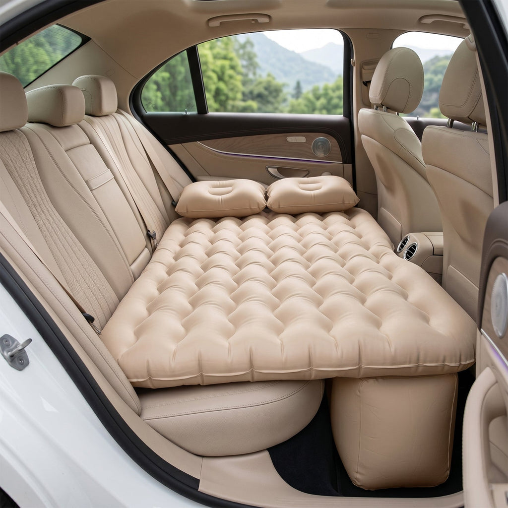 Compact folded car air mattress ready for easy storage and transport.