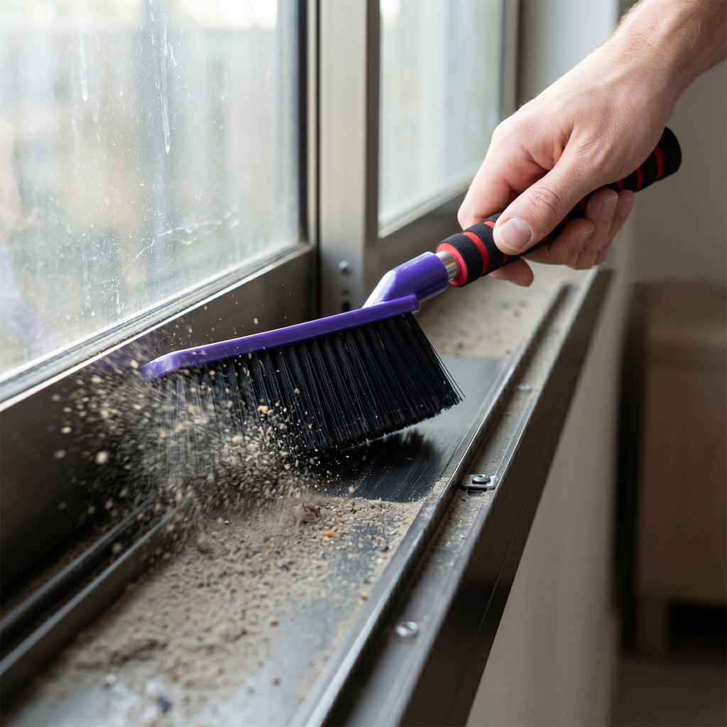 Durable cleaning brush ideal for window tracks, tiles, and corners home improvement