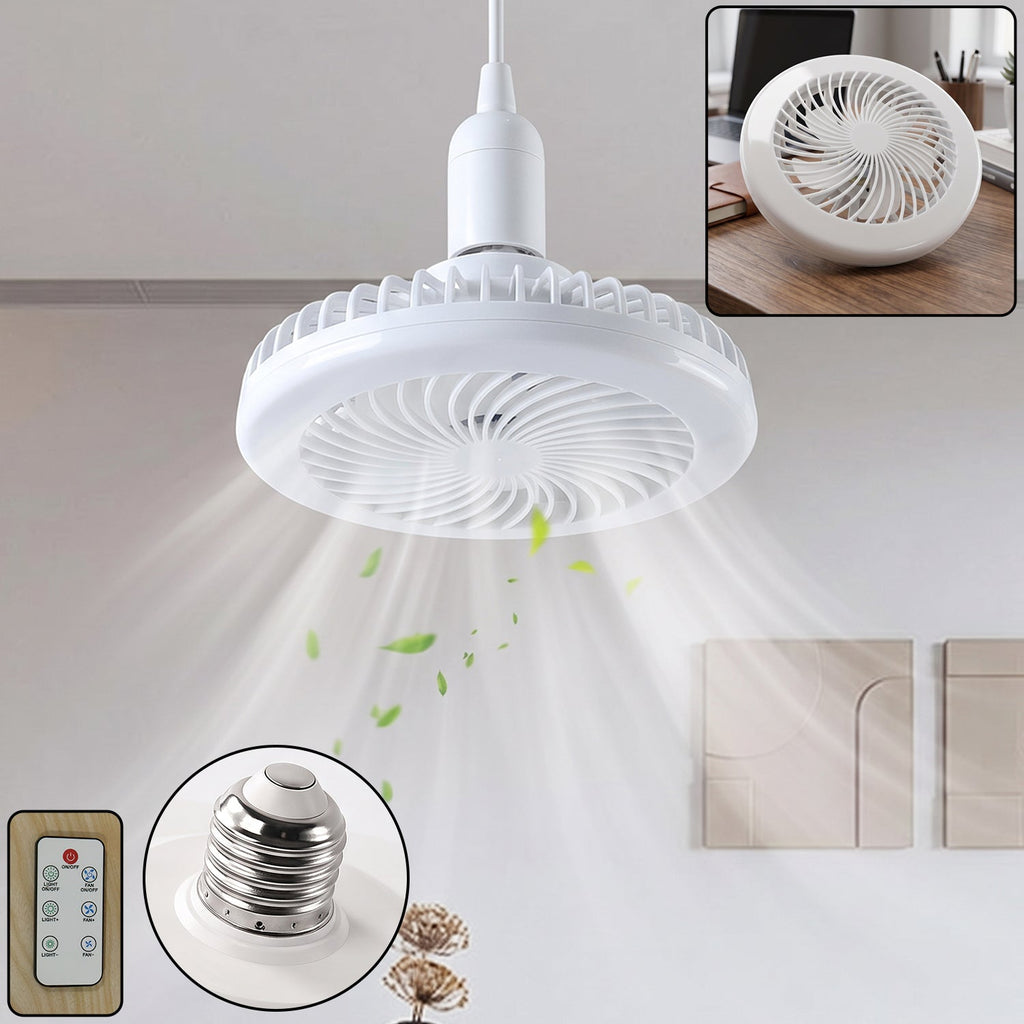 Remote control ceiling fan with light and E27 socket LED lamp for home (1 set)